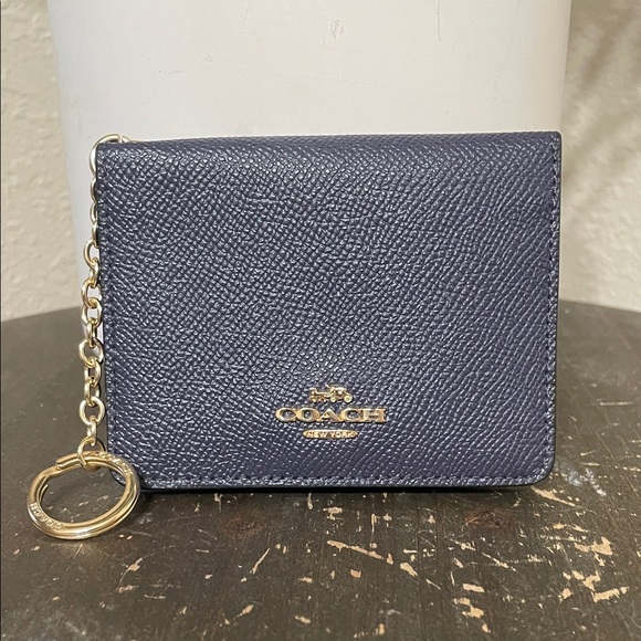 Coach Handbags - Coach Dark Blue Leather Keychain Wallet